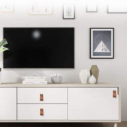 12-delige set leren handgrepen, leren knoppen, deurknoppen voor ladekast, kledingkast, keukenkasten, kastknoppen, meubelgrepen, leren lus, met schroeven, upgrade meubels - bruin