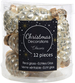 12 Glazen dennenappels 40 mm parel