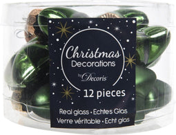 12 Glazen sterren 40 mm dennen groen