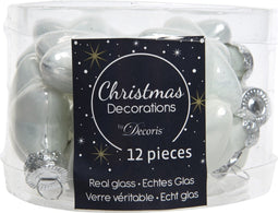 12 Glazen sterren 40 mm winter wit