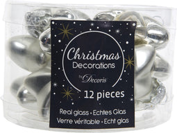 12 Glazen sterren 40 mm zilver