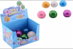 12 knijpglitterbal in display 24335