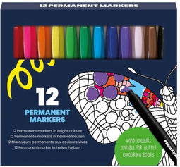 12 Permanent markers voor Glitterkleurboek