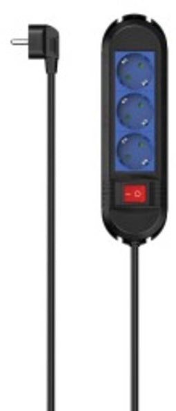 Hama 00223043 Stekkerdoos met schakelaar Zwart/blauw Randaarde stekker 1 stuk(s)