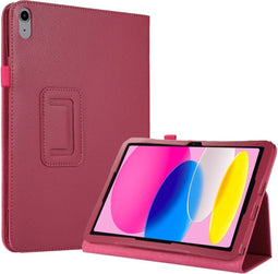 Lunso - Geschikt voor iPad 10 (2022) - Stand flip Bookcase hoes - Roze
