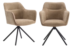 Criks Design Preston - Draaibare Eetkamerstoelen - 180° draaifunctie - Taupe (2 stuks)