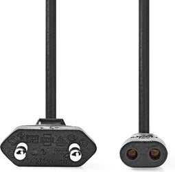 Nedis Stroomkabel - Euro Male - IEC-320-C1 - Recht - Recht - Vernikkeld - 2.00 m - Gekruld - PVC - Zwart - Envelop