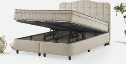 Dreamhouse Marrakech Opberg Boxspring Bed - 140x200 - VELVET BEIGE - Met veel Opbergruimte en Inclusief Hoofdbord.