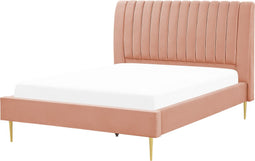 MARVILLE - Tweepersoonsbed - Roze - 140 x 200 cm - Fluweel