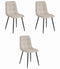 Set van 3 Eetkamerstoelen KARA Beige – Velvet Bekleding, Ergonomisch Design, Zwarte Metalen Poten, Comfortabele Zitting, Max. 120 kg
