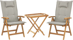 JAVA - Bistroset voor 2 - Lichte houtkleur /Taupe- Acaciahout