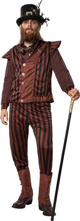 dressforfun - Steampunk gentleman XXL - kostuum met lange broek en vest - zwart/bruin