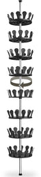tectake® Schoenencarrousel - Draaibaar schoenenrek voor 96 schoenen - Klemmechanisme vloer-plafond - Hoogte max. 300cm