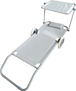 Ligbed strand verrijdbaar met zonnescherm - strandbed