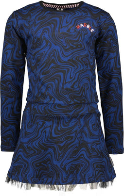 B.Nosy Meisjes Jurk - Maat 128 - All over print met boorduurtje - Katoen/elastaan