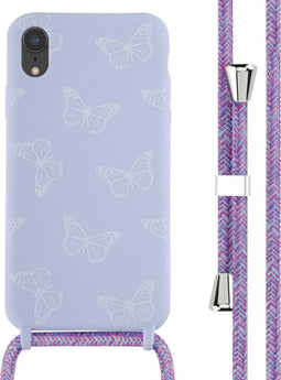 iMoshion Hoesje Geschikt voor iPhone Xr Hoesje Met Koord - iMoshion Siliconen design hoesje met koord - Meerkleurig / Butterfly