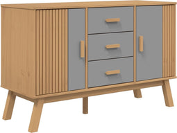 vidaXL - Dressoir - OLDEN - 114x43x73,5 - cm - massief - grenenhout - grijs - en - bruin