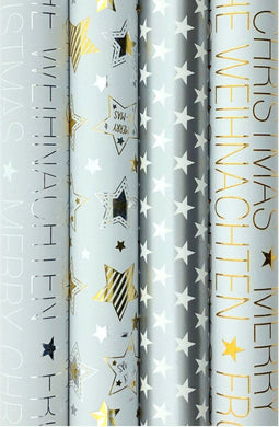 Benza GOLD and SILVER cadeaupapier - Kerst inpakpapier - 4 rollen 3 meter x 70 cm