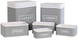 Mandenset DKD Home Decor Donker grijs Bamboe 40 x 30 x 46 cm (5 Onderdelen) (6 Onderdelen)