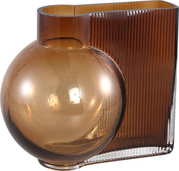 PTMD Nira Vaas - 15,5 x 22,5 x 20 cm - Glas - Bruin