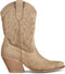 PS Poelman LOLA - Dames Western Enkellaarzen - Suède - Beige Bruin - Maat 37