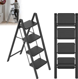 Opstapladder 4 treden inklapbaar - trap klap-step krukje - antislip pedalen - draagbaar