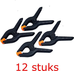 12x Kunststof 9,5 cm kleine Marktklem lijmklem zeilklem klem clam spanwijdte 4 cm