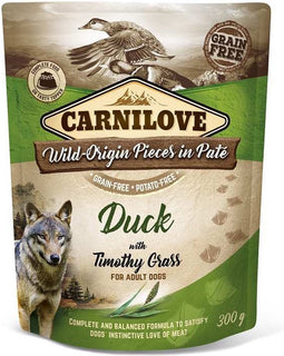 12x300 gr Carnilove dog pouch eend / timothy gras hondenvoer
