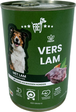 12x400 gr Freds blik vers lam hondenvoer