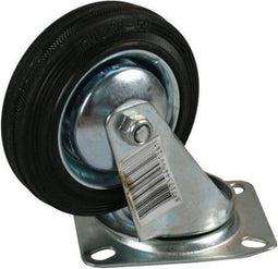 1x Zwenkwielen/transportwielen rubber zwart - 125mm - Tot 100 kg draagkracht - Zwenkwielen - Transportwieltjes - Transportwielen