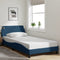 vidaXL - Bedframe - met - hoofdeinde - zonder - matras - 100x200 - cm - stof - blauw