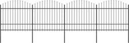 vidaXL - Tuinhek - met - speren - bovenkant - (1,5-1,75)x6,8 - m - staal - zwart