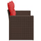Tuinbank 2-zits met kussens poly rattan bruin