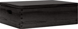 vidaXL - Houten - kist - met - deksel&handvatten - 40x30x13cm - grenenhout - zwart
