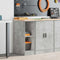 vidaXL - Garagekast - 30x51x85 - cm - massief - grenenhout - betongrijs
