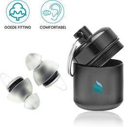 TibaGoods Oordoppen Gehoorbescherming 21 dB - Incl. opbergdoosje - Transparant - Muziek festival - Concert - Uitgaan - Zwemmen - Studeren of werken