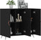 vidaXL - Dressoir - 90x34x80 - cm - bewerkt - hout - zwart