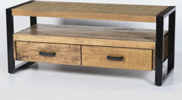 Livingfurn - TV Meubel Nairobi 120cm - Mangohout / Gecoat Staal