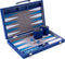 Engelhart Backgammon - 18 inch - Grijs Blauw Wit Ingelegd Bord - Sky Blue Koffer met Handvat