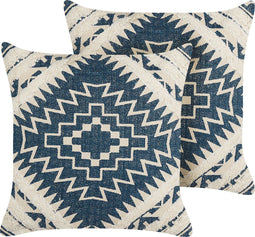 SAFI - Sierkussen set van 2 - Blauw - 50 x 50 cm - Katoen