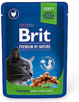 Brit Premium - Natvoer - Gesteriliseerde Kat - Zakje - Kip Plakjes - 100GR - 1ST