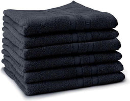 LINNICK Pure Handdoeken Set - 100% Katoen - Black - 60x110cm - Per 6 Stuks