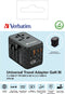 Verbatim Universele Reisadapter - 2x USB-C PD 60W & QC 4+ / 2x USB-A QC 3.0 - Zwart Grijs