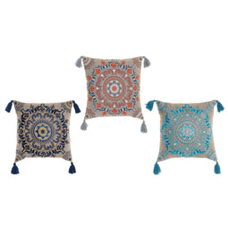 Kussen DKD Home Decor Oranje Hemelsblauw Marineblauw Mandala 40 x 10 x 40 cm (3 Onderdelen)