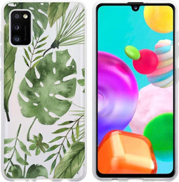 iMoshion Hoesje Geschikt voor Samsung Galaxy A41 Hoesje Siliconen - iMoshion Design hoesje - Groen / Transparant / Monstera Leaves