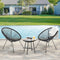 Juskys Ostana - Balkonset - 3-delig - 2 fauteuils en tafel - Zwart