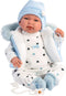 Llorens soft body babypop met geluid blauwe kleding en speen 44 cm