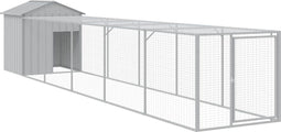 vidaXL - Kippenhok - met - ren - 117x609x123 - cm - staal - lichtgrijs