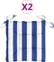 vidaXL - Stoelkussens - 2 - st - gestreept - 40x40x7 - cm - stof - wit - en - blauw