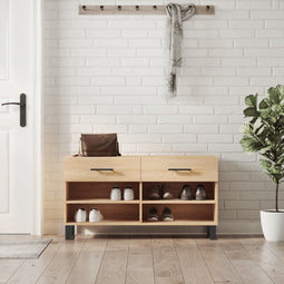 vidaXL - Schoenenbank - 102x35x55 - cm - bewerkt - hout - sonoma - eikenkleurig